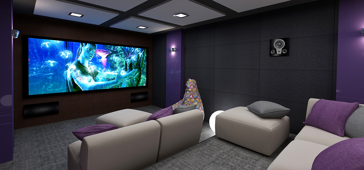 Home cinema in a dedicated room of a residential building, Novorossiysk, Prokhorovka settlement